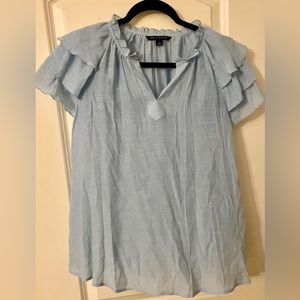 Zac & Rachel Ruffle Sleeve Shirt Womens Size Large